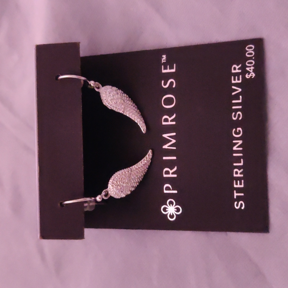 Primrose sterling silver feather earrings